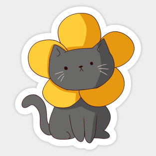 Gray cat flower illustration Sticker